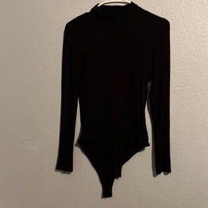 Black half turtleneck long sleeve bodysuit